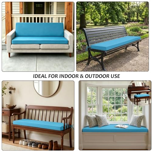 Porch Swing Cushions Waterproof 45x12x2 Inch, UV Resistant Outdoor Bench Cushion with Removable Cover Non-Slip Bottom, Patio Furniture Seat Pads for Garden Dining Piano Sofa Settee, Orange