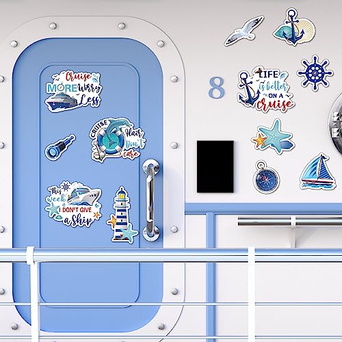Kanayu 12 Pieces Cruise Door Magnets Decorations, Sea Navigation Ship Car Refrigerator Magnets Stickers Anchor Cruise Cabin Door Fridge Magnetic Decorations for Cabin Carnival Party(Classic Style) - style: Classic Style