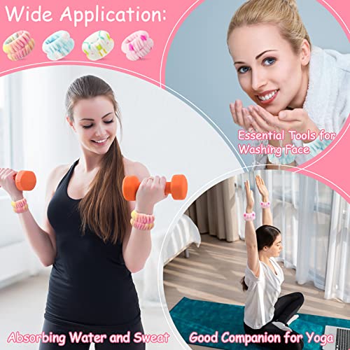 Chuangdi 4 Pairs Wrist Bands for Washing Face Wrist Spa Microfiber Wash Towel Band Scrunchies Absorbent Wristbands Sweatband for Women Prevent Liquid from Spilling(Brisk Colors) - color: Brisk Colors