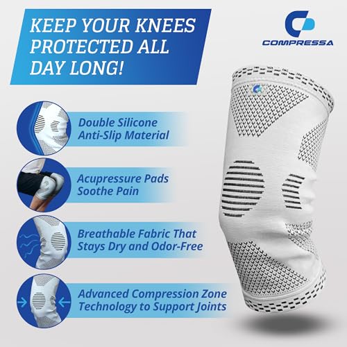 Compressa Knee Sleeve for Women & Men (Regular) - Non-Slip Compression Support for Joint Pain, Muscle Recovery, Arthritis, and Injury Relief - size: Regular