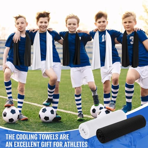 Hosuly 30 Pack Cooling Towels, 40"x12" Ice Breathable Soft Chilly Sweat Rag Microfiber Workout Rags for Gym Cooling Towels for Neck and Face for Yoga Golf Sport Running - color: Black, White