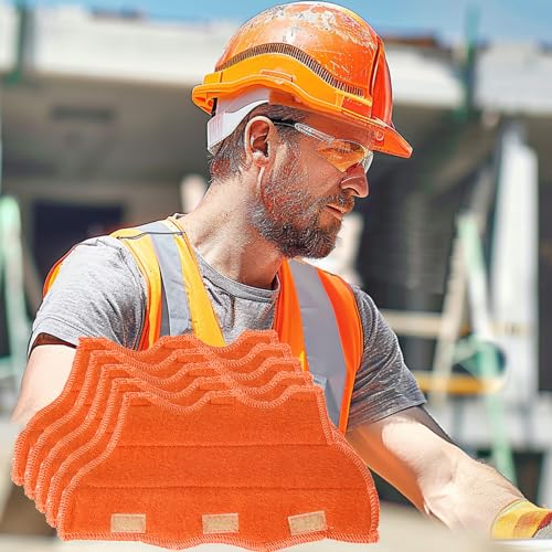 Aolamegs Safe Hard Hat Sweatband- Hard Hat Sweat Bands Washable, Hard Hat Liner Replacement, Flame Retardant Cotton Hard Hat Accessories Sweat for Welding Helmet, Construction Hats, Chainsaw Helmet - color: Orange 5PCS