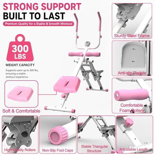 KINMAC 2 in 1 Stair Stepper & Ab Workout Machine - Multi-Function Trainer-Upgrade High-Efficiency Stairmaster & Ab Trainer Machine Full-Body Exercise Equipment for Home Gym Exercise - color: White Pink