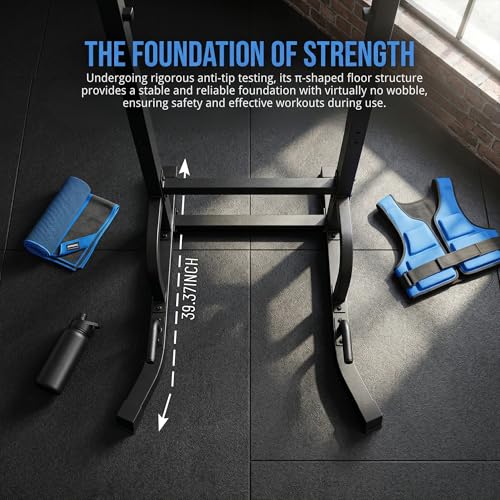 BARWING Pull Up Bar Station, Power Tower, Dip Station with 3D Backrest, Multi-Function Strength Training Stand Rack, Adjustable Height Dip Bar for Home Gym Workout Stand Fitness Exercise Equipment - color: P007C-B