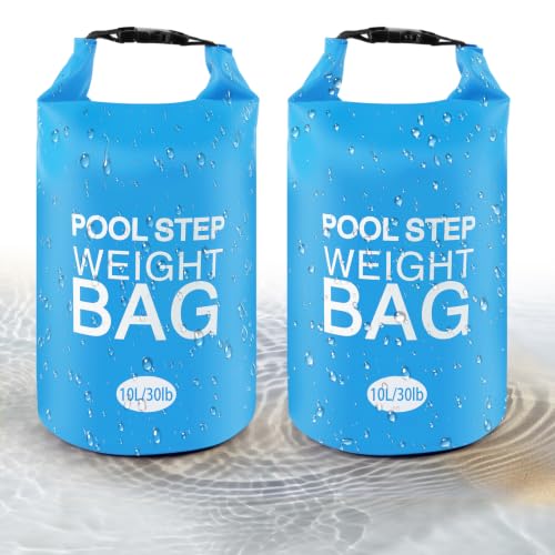 Heavy Duty Pool Ladder Weights 25 lb - 2 Pack Pool Step Sand Bags for Above Ground Pools, Waterproof 500D PVC, Tear-Resistant Pool Stair Stabilizer to Prevent Floating, Sky Blue - color: Sky Blue, size: 30 lb