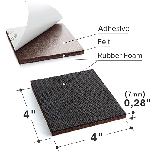 X-PROTECTOR Non Slip Furniture Pads - 8 pcs Premium Furniture Grippers 4"! | Self-Adhesive Rubber Feet Furniture Feet - Ideal Non Skid Furniture Pad Floor Protectors - Keep Furniture in Place! - size: 8 Square 4"
