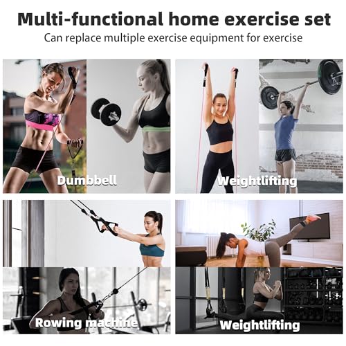 Resistance Band Set. Exercise Bands with Handles, Door Anchor and Ankle Strap. Home Gym, Supports Full-Body Workouts - with Training Guide and Fitness Video