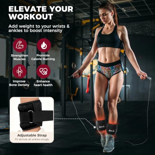 BAGAIL Ankle Wrist Weights for Women & Men, Set of 2 (Available in 0.5/1/2/3/4/5 lb Each), Wearable Leg Arm Weights with Sleek Design & Secure Fit for Walking, Running, Pilates, Home Fitness - color: Black, size: 10 Lb Pair (1-5 Lb Each Adjustable)