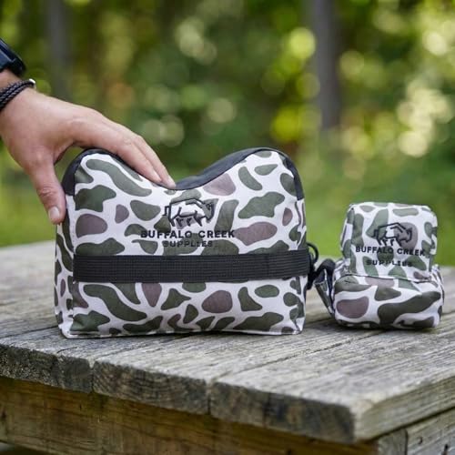 Buffalo Creek Supplies All Weather Durable Front and Rear Shooting Rest Bags, Rifle Rest Sand Bag for Bench Rest Shooting, Hunting, Target & Competitive Sports Shooting-Unfilled - color: Classic Deer