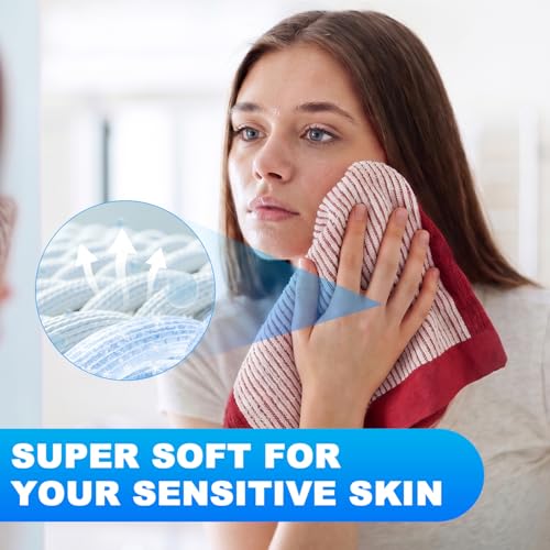 Wash Cloths for Face 3 Pack, 100% Cotton Washcloths, Soft Absorbent Face Towels for Face & Body, Quick Dry Wash Cloths for Showering, Bathroom, 3 Colors - color: Red,blue,green