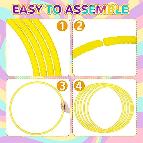Shappy 6 Pcs Exercise Hoop Detachable Adjustable Plastic Toy Playground Toys Colored Hoop Circles for Teens Games Gymnastics Dog Agility Equipment Party Decor - color: Yellow, size: 26 Inch