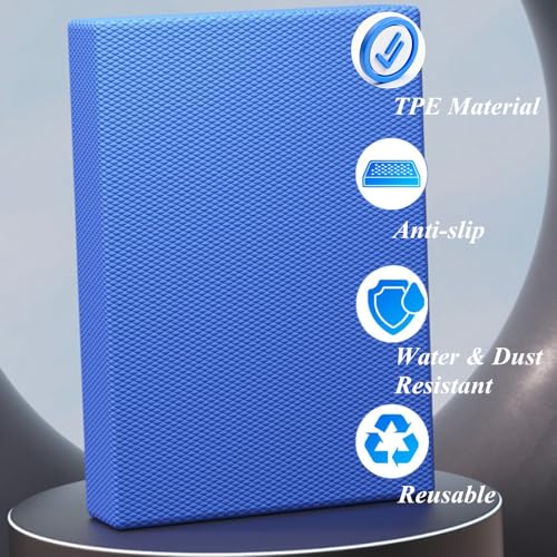 High-Density Balance Pad, Extra Large Balance Pad for Physical Therapy, TPU Foam Balance Board for Rehabilitation Stability Workout Knee and Ankle Exercise - color: Blue, size: 15.7*13*2inch