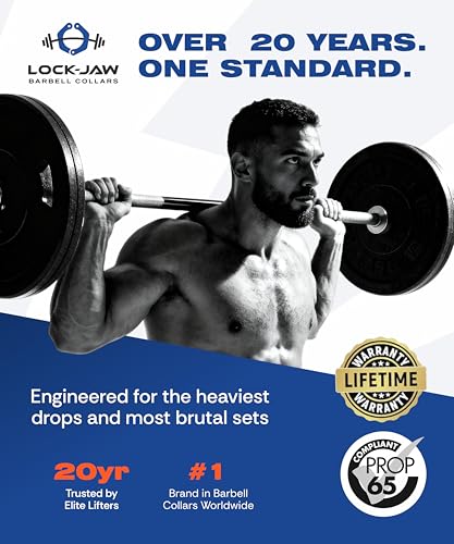 Lock-Jaw Metal Barbell Collars - Barbell Clamps - 1 Pair – Heavy Duty Bar Clamps for 2” & 50mm Olympic Bars – Secure Weight Bar Clamps for Strength Training & Home Gym Accessories - color: Red