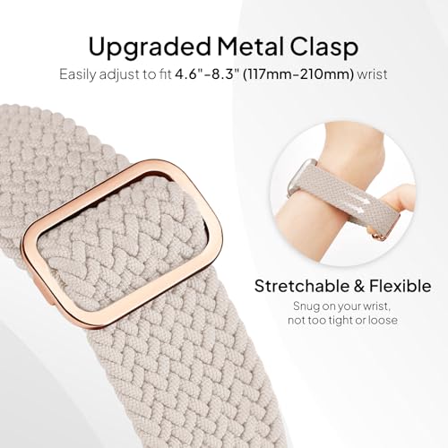 4 Pack Braided Stretchy Bands Compatible with Apple Watch 40mm 41mm 38mm 42mm 44mm 45mm 46mm 49mm Women Men, Breathable Nylon Elastic Daily Use Straps for iWatch Series 11/10 9 8 7 6 5 4 3 SE/Ultra 2 - color: Cactus/GreyPink/Pink-SmokeViolet/Pink-Starligh