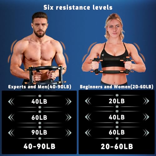 Twister Arm Trainer with Push-Up Grips, Adjustable Resistance (20-90LB), Unisex Chest Workout Equipment, Spring Resistance Exerciser for Muscle Building & Shaping - size: 20-60lbs
