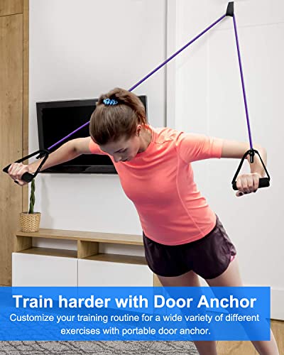 Resistance Exercise Band with Handles, Workout Band Weight Band for Physical Therapy,Strength Training Home Gym Fitness,with Door Anchor & Storage Bag. - color: Pink (5lb-10lb)