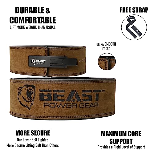 Beast Power Gear Weight Lifting Belt Lever Buckle 10MM 13MM Thick & 4 Inches Free Strap Weightlifting, Powerlifting, Deadlifts, Squats Men Women - color: Green Olive, size: Small