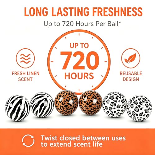 Knixmax Sneaker Deodorizer Shoe Freshener Balls, Odor Eaters for Shoes Boots Mules, Smell Eliminator Ball for Gym Gear Bags and Lockers, Fresh Linen Scent, Pack of 6 Leopard - color: 6. Leopard: Fresh Linen