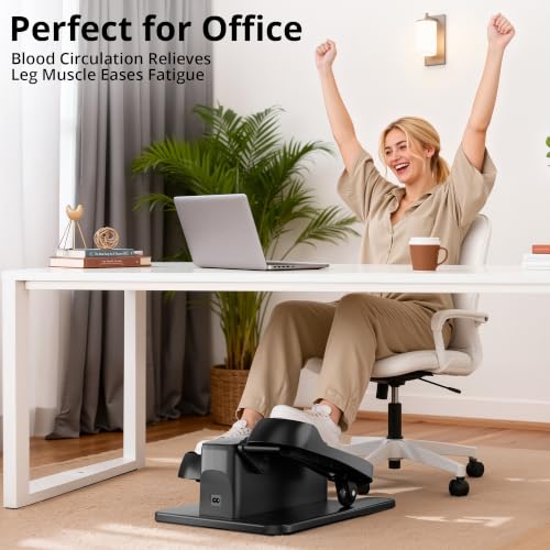 MOMODA Under Desk Elliptical Machine, 2 in 1 Electric Seated Pedal Exerciser with 12 Adjustable for Senior & Home & Office, Forward & Reverse, Manual & Auto - size: Large