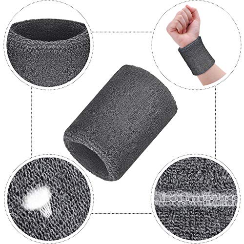 Willbond Wrist Sweatbands, Sports Sweatbands for Competition, Sweat Absorbent, for Basketball, Tennis, Football, Running and Work (Pack of 6) - color: Black, White, Gray