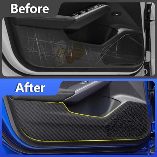 Car Door Anti Kick Pad for Honda Civic 2022 2023 2024 2025 2026，Acura Integra 2023-2026 Accessories Carbon Fiber Style Leather Sticker Sill Protector Cover Edge Guard Side Mat Interior Dirty Stickers