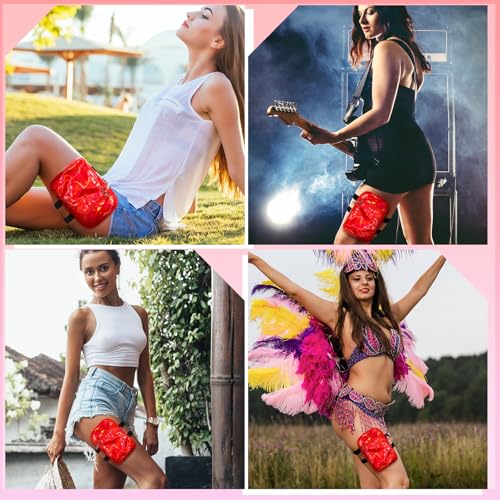 Carnival Leg Bag Holographic Thigh Bag with Adjustable Strap Leg Pouch Harness Women Summer Travel Hiking Pack(Red,Leg Bag) - color: Red, style: Leg Bag