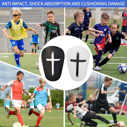 Mini Shin Guards Soccer Age 4-6, Small Protective Gear with Fixed Straps | 2/4 Pairs Tiny Cross printed design Shin Pads Extra Small Protective Equipment Calf Protective Gear for Kids Boy girls Player - color: White+Black-4pairs, size: Small
