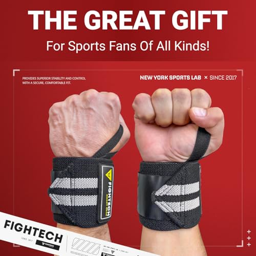 FIGHTECH Wrist Wraps for WeightLifting | 18 inch Professional Grade Lifting Wrist Wraps | Best for Powerlifting Competition, Strength Training, Bodybuilding (Black, 18 Inch) - color: Black