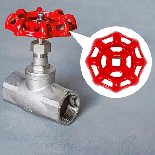 2 Pack Outdoor Faucet Handle, 6mm x 6mm (15/64" x 15/64") Square Stem Hole Faucet Handle Replacement, Cast Iron Round Wheel Water Spigot Handles Replacement with Screws Spacer (Red) - color: Red, size: 6mm x 6mm (2pcs)