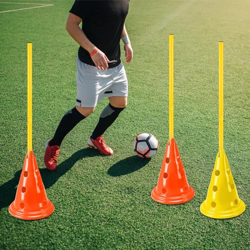 Dog Agility Hurdle Cone Set Dog Agility Course Backyard Set with Height Adjustable Include 12 Cones 6 Rods Training Equipment for Pet Obstacle Course Outdoor Games(Yellow, Yellow) - color: Yellow, Yellow