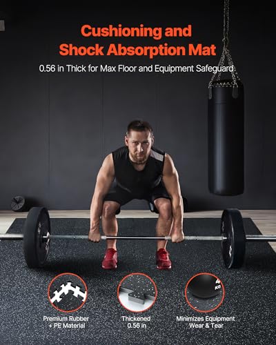 VEVOR 0.56Inch 24sq.ft 6 Tiles Gym Flooring for Home Gym, Rubber Top with High Density EVA Foam, 25 x 25In Gym Floor Exercise Equipment Mats, Interlocking Gym Mats, Puzzle Workout Mats, Black & White | Rubber Top with High Density EVA Foam, 25 x 25in Floo