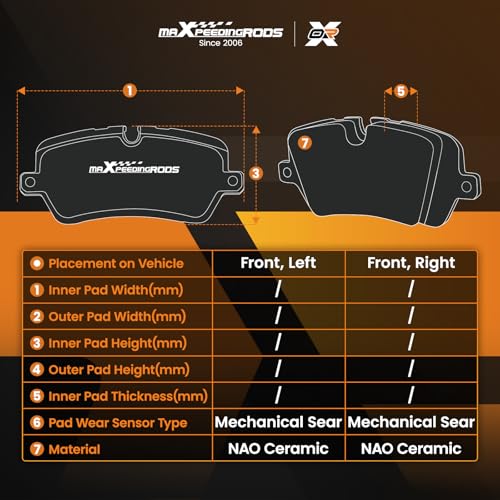 maXpeedingrods Front Ceramic Brake Pads D2310 P2310 for Nissan Kicks Sentra 2021-2024 - size: D2310&P2310