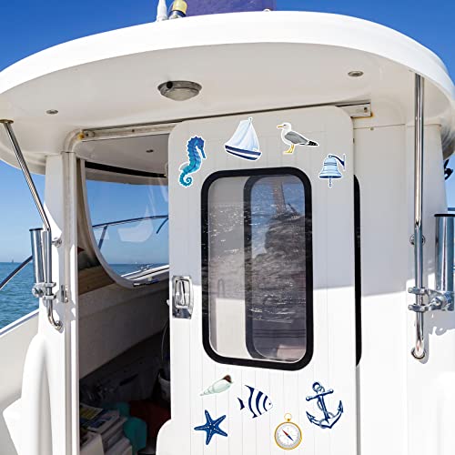BBTO 25 Pcs Cruise Door Magnetic Turtle Car Magnets Flip Flop Boat Anchor Cruise Ship Decorations Magnetic Fridge Magnetic Decal Life Preserver Ring Ship Steering Wheel Decorative(Sea Color) - color: Sea Color