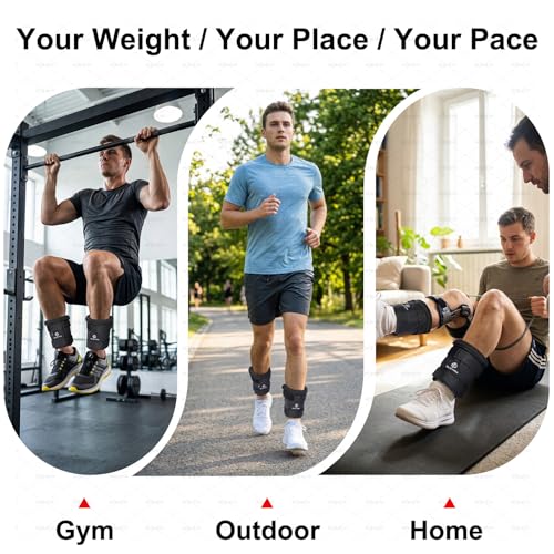 ELEAMY Adjustable Ankle Weights for Women & Men - 1-8/15lb Pair - Black | Removable steel plates & adjustable weight, comfortable & tear resistant. For walking, running, yoga, gym. 1 pair