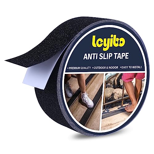 Anti Slip Tape, 2 Inch x 42 Ft Grip Tape for Stairs Outdoor/Indoor, Waterproof Non Skid Roll for Stair Treads Non Slip, High Traction Friction Abrasive Adhesive Stair Steps - Black - color: Black, size: 2” x 42'