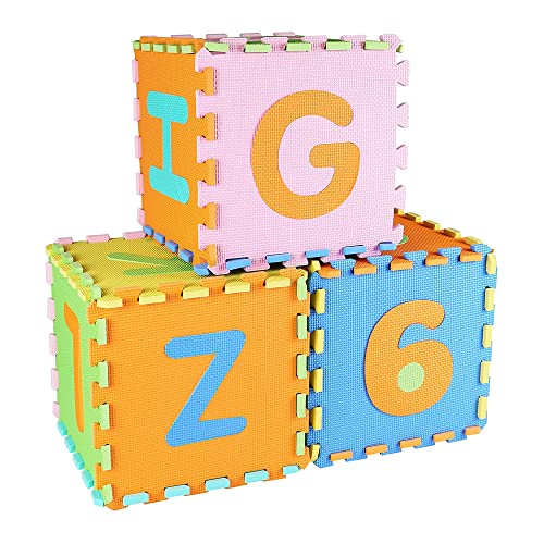 BalanceFrom Kid's Puzzle Exercise Play Mat with EVA Foam Interlocking Tiles - color: 36 Tiles, Alphabet