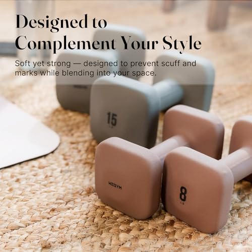 WeGym SafeGrip Square Dumbbells with Anti Slip Handles, Aesthetic Free Weights for Home Workouts, Stable Design Prevents Rolling during Floor Exercises - color: Rose, style: 10LB Pair