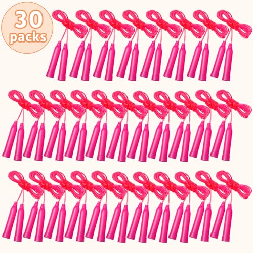 30 Pcs Kids Jump Rope,Colorful Jump Ropes for Kids,7.2 Feet Plastic Jump Ropes,Adjustable Skipping Rope,Jumping Ropes for Party Favors,Birthday Gifts,Indoor Outdoor Activity - color: Pink