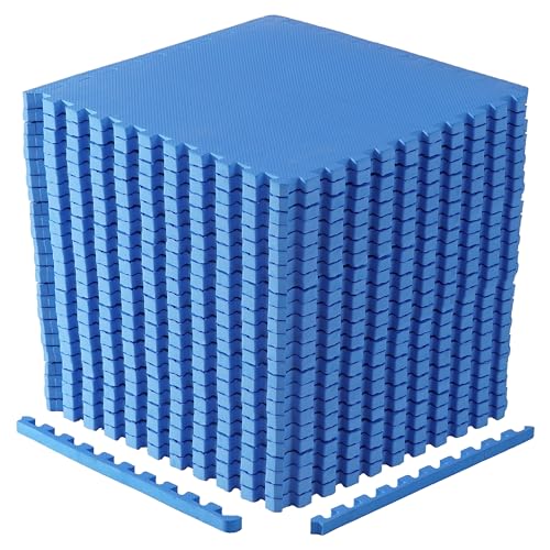 CAP Puzzle Exercise Mats | 1” Thick EVA Interlocking Foam Tiles for Home Gym Flooring | Multiple Options - color: T - Blue, style: 24 Tiles (96 SQ FT)