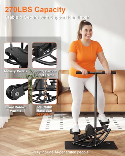 Rock Stepper for Exercise at Home, Rocking Stepper Side to Side | Rocker Stepper with Resistance Bands & Handlebar for Full Body Workout, Lateral Stepper Exercise Machine (Utility Patent) - color: Black