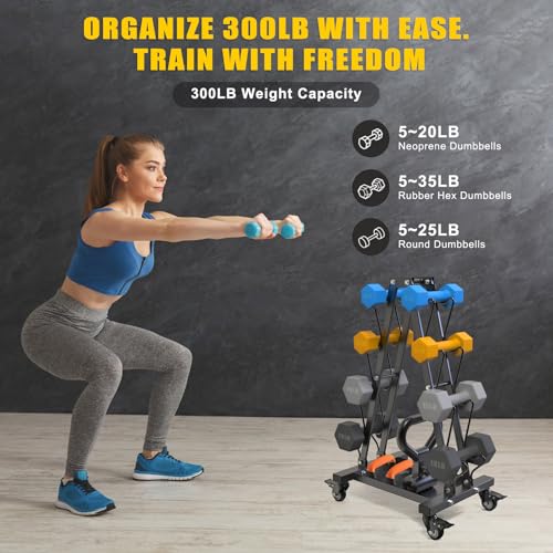 Kipika Heavy Duty Dumbbell Rack Multifunctional, Weight Rack for Dumbbells, Home Gym Equipment, Suitable for Storage of Dumbbell, Kettle Bell, Barbell Plate, Barbell Bar (4 Tier Tilt Shelf)
