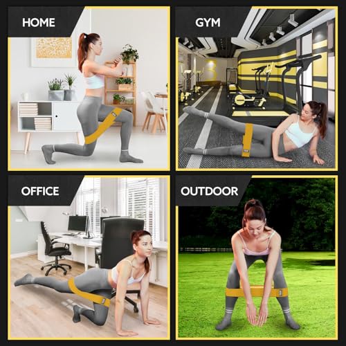Tribe Lifting Resistance Bands for Working Out - 3 Pack Fabric Workout Bands for Women and Men - Booty Bands for Legs and Glute - Non Slip Exercise Bands Set for Squat Hip Thigh - color: Medium Yellow