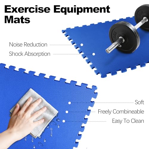 Elevon Puzzle Exercise Gym Flooring Mat, EVA Interlocking Foam Tiles Workout Mat for Home Gym, Fitness Equipment, MMA, Gymnastics, Shock-Absorbing Exercise Mat, Multi-Color - color: Blue, style: 1/2"Th, 36 Tiles (144 Sq Ft)