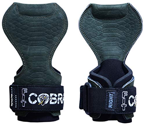 Cobra Grips Weight Lifting Gloves with Adjustable Neoprene Padded Wrist Wraps - Heavy Duty Alternative to Power Lifting Hooks for Deadlifts - color: FIT Green Sway Leather, size: 4.25 - 7.0"