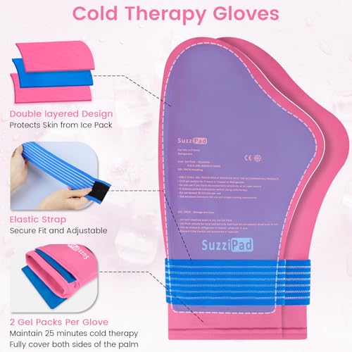SuzziPad Cold Therapy Socks & Hand Ice Pack Gloves for Chemo Care Package for Women, Chemotherapy Plantar Fasciitis Relief, Neuropathy, Arthritis, S, Bright Pink - size: S