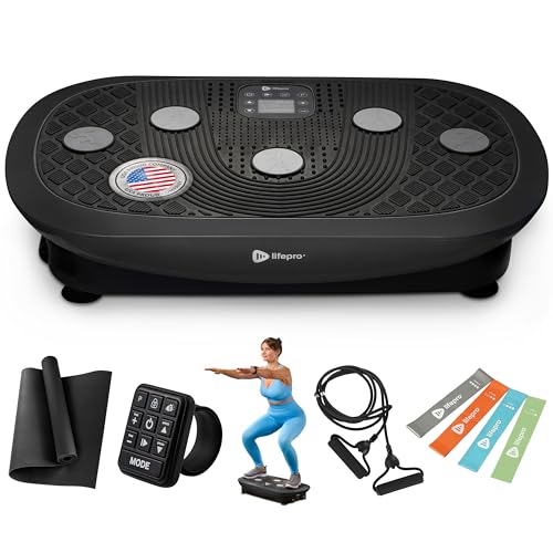 Lifepro Rumblex Plus/Pro 4D Vibration Plate Exercise Machine with 60 Speeds | 3 Motors, 7 Training Modes, Bluetooth Speaker, Wristband Remote — Vibration Plate for Lymphatic Drainage, Muscle Activation - color: Black, size: Small