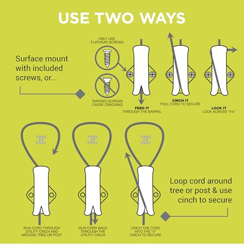 SlotLock All-Purpose Rope Cinch, Multipurpose Rope Locking Device for Clotheslines, Cargo Management and More, 5-Pack