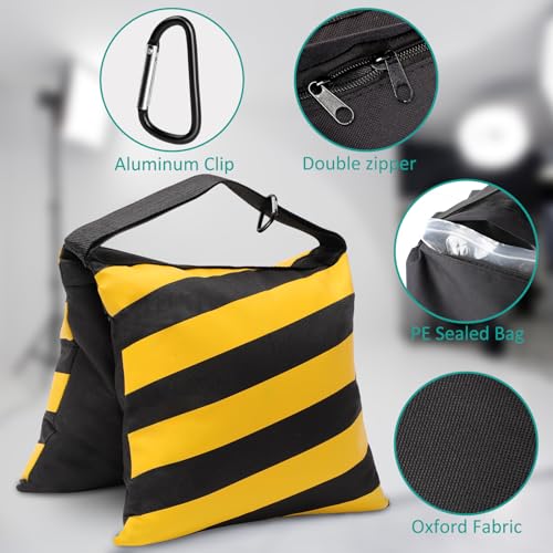 Aimosen 4 Packs Yellow Sandbag Weight Bags for Light Stand Photography Video Equipments, Heavy Duty Saddlebags for Backdrop Stand, Photo Tripod, Pop up Tent, Umbrella Base, Fishing Chair, Picnic Table - color: Yellow