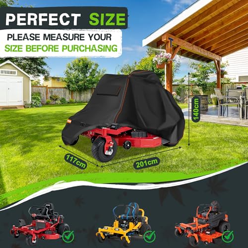 Garden Zero Turn Mower Cover Waterproof,Zero Turn Lawn Mower Covers Windproof,Mower Protector Fit with Air Vents and Elastic Straps(Zero Turn-79"L x 55"W x 46"H) - size: Zero Turn-79"L x 55"W x 46"H