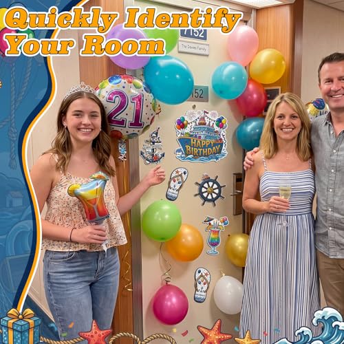 Kanayu 6 Pcs Happy Birthday Cruise Door Decorations Magnetic Large Ship Decorations Magnets Anchor Cruise Decor Car Fridge Magnet Decal for Carnival Stateroom Door - style: Happy Birthday